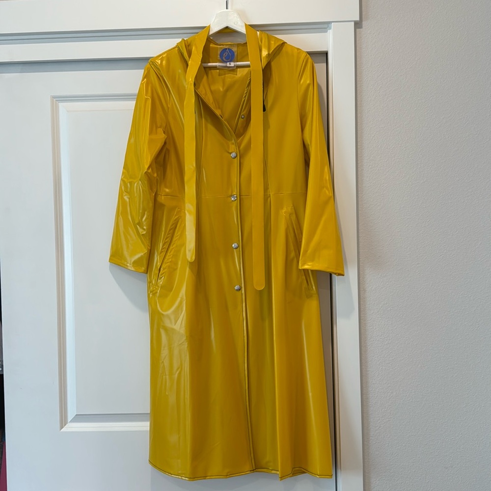 1960s style Nordic Yellow Hooded Raincoat. Handmade in the UK